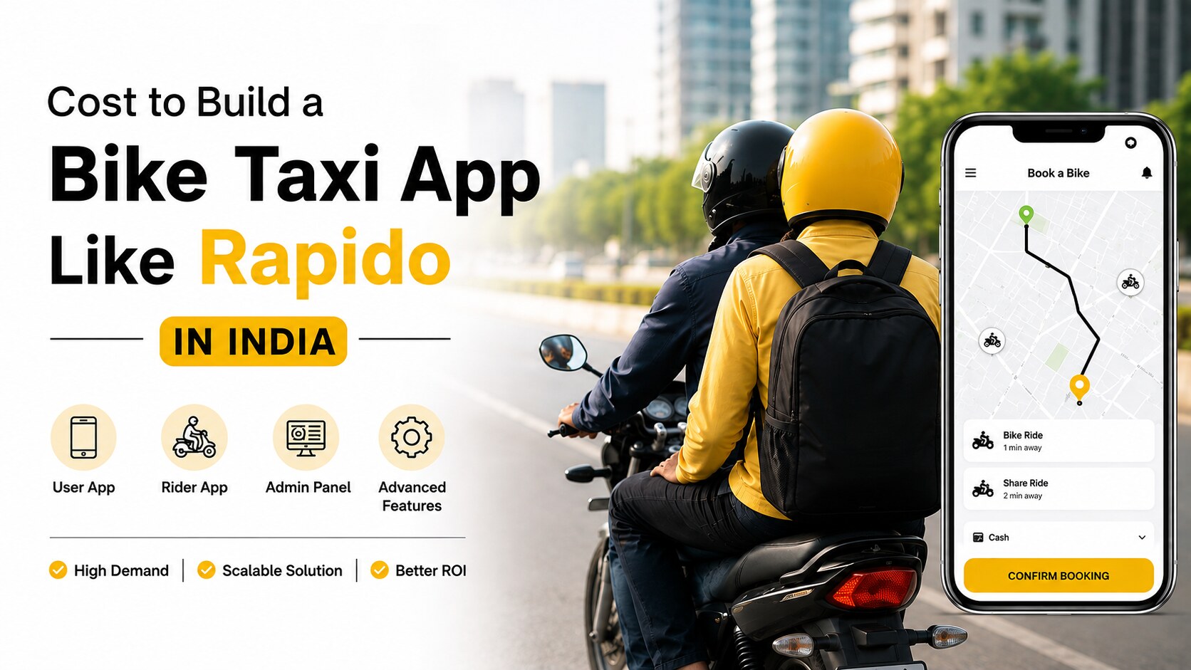Cost to Build a Bike Taxi App Like Rapido in India